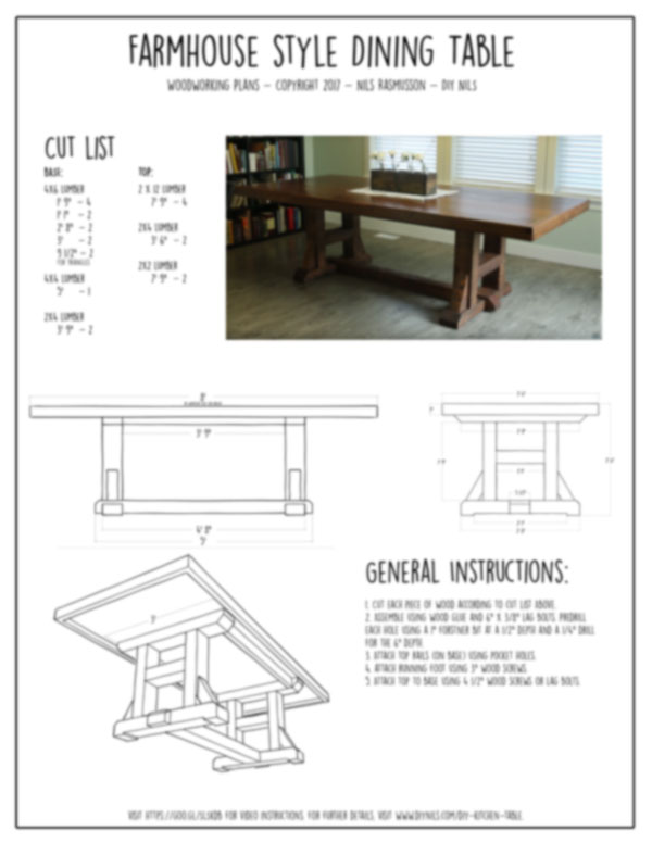 Farmhouse Kitchen Table Woodworking Plans