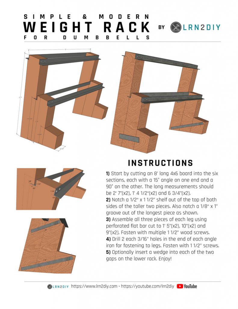 Build a weight discount rack for dumbbells